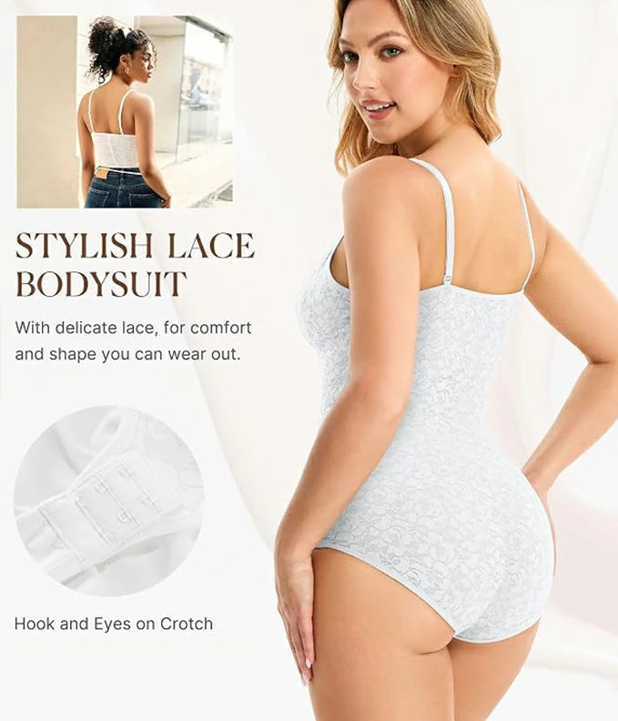 Women's Lace V-Neck Bodysuit Tummy Control Shapewear