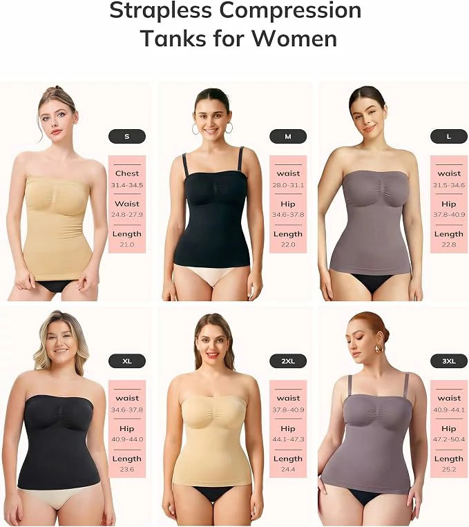Women's Strapless Shapewear Tank Top Tummy Control