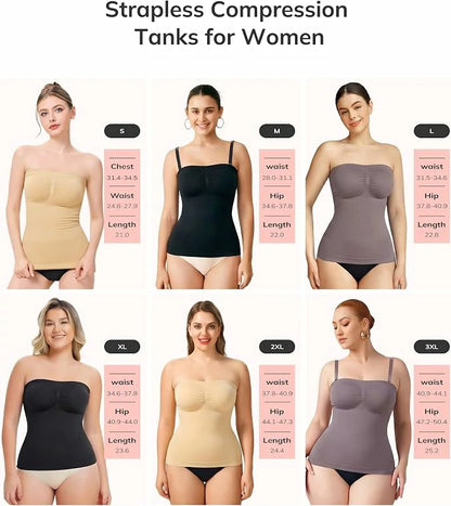 Women's Strapless Shapewear Tank Top Tummy Control