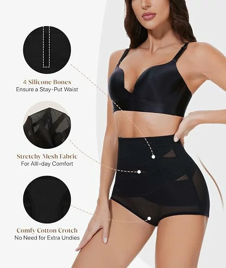Women's High Waist Anti-Roll Shapewear Panties Tummy Control