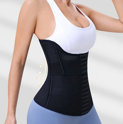Women's Two-Segment Mesh Steel Boned Waist Trainer Tummy Control