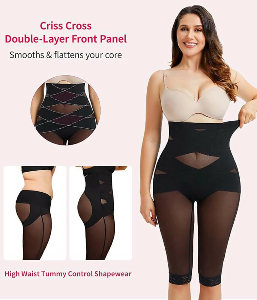 Women's High Waist Criss-Cross Capri Pants Tummy Control Butt Lift