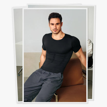 Men's 360° Slimming Body Shaper Short Sleeve Shirt (2-Pack)