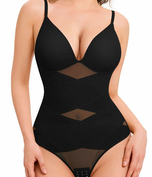 Women's X-Cross Built-in Bra Bodysuit Tummy Control