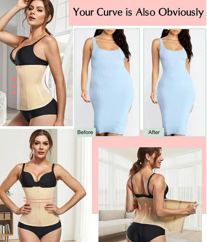 Women's Zipper Steel Boned Waist Trainer Tummy Control