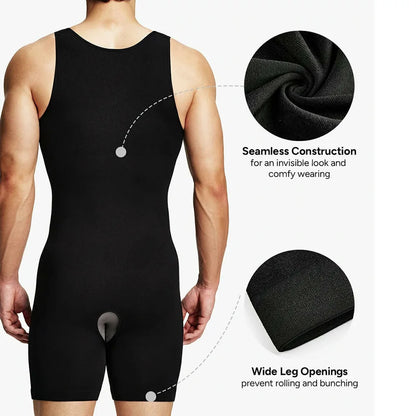 Men's Seamless Zipper Shapewear Bodysuit Tummy Control