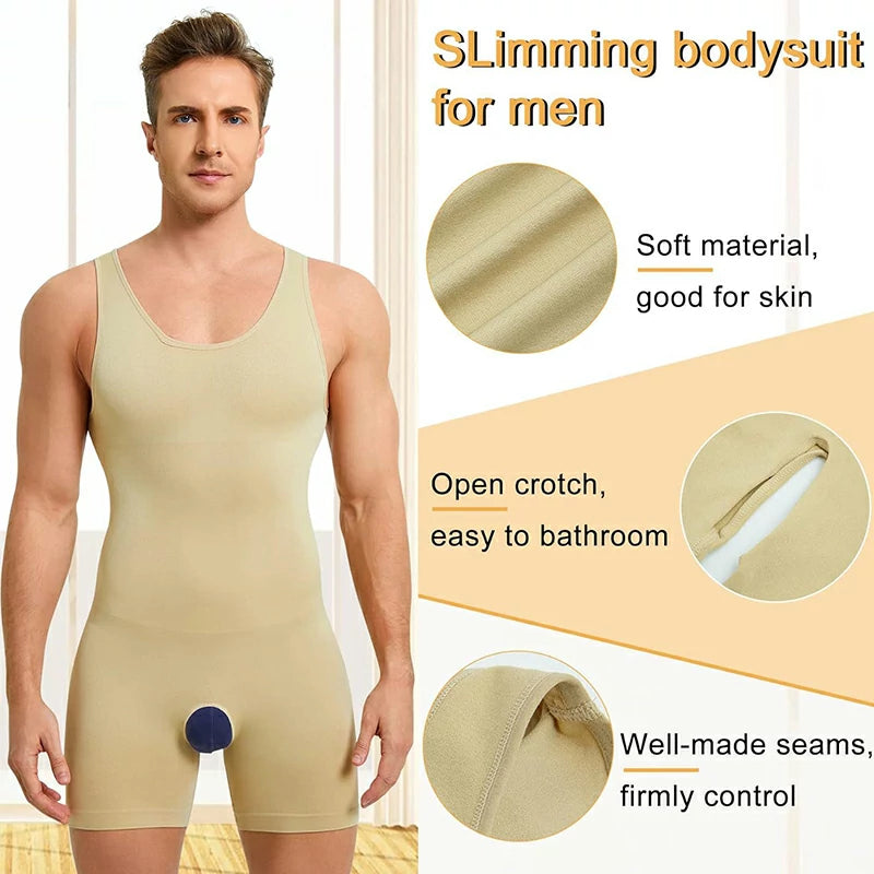 Men's Seamless Sleeveless Compression Bodysuit