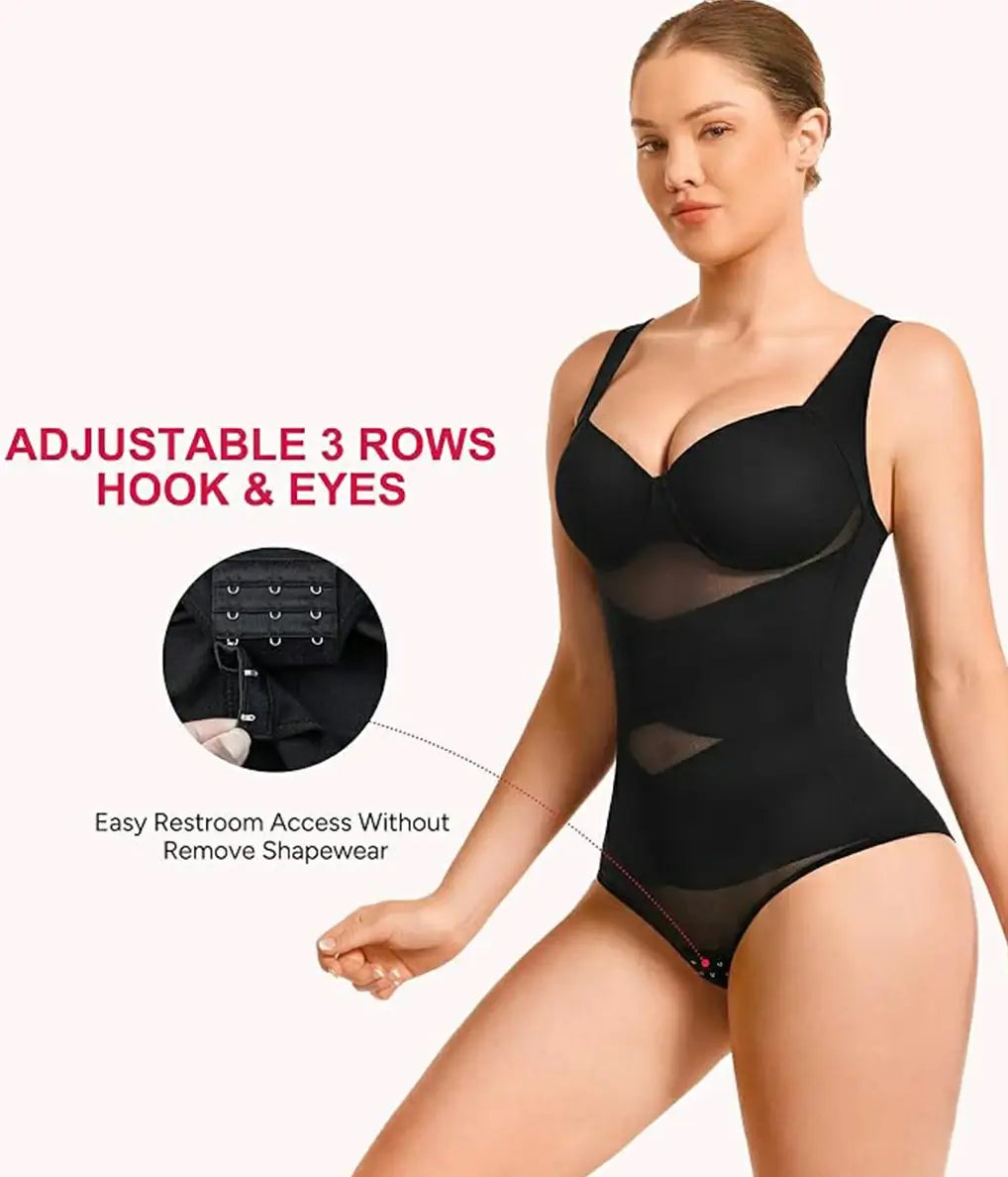 Women's V-Neck Seamless Bodysuit Tummy Control X-Cross