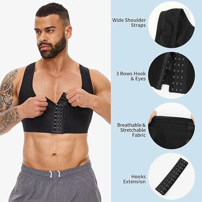 Men's Mesh Chest Binder Vest Breathable Hook-Eye