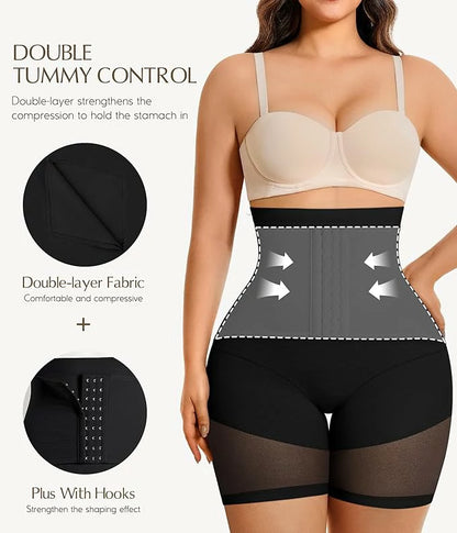 Women's High Waist Hook Closure Anti-Chafe Faja Shorts Tummy Control