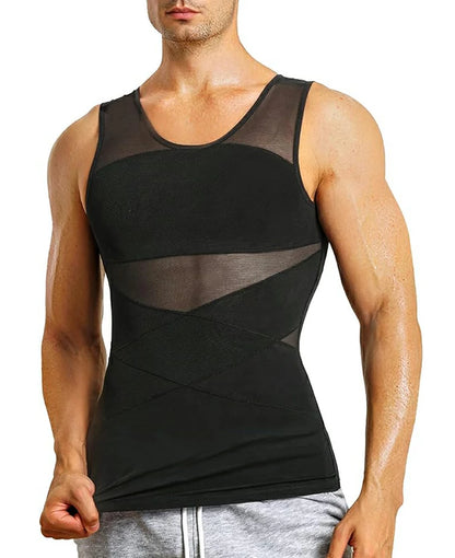 Men's Double-Layer Chest Compression Tank Top for Big Belly