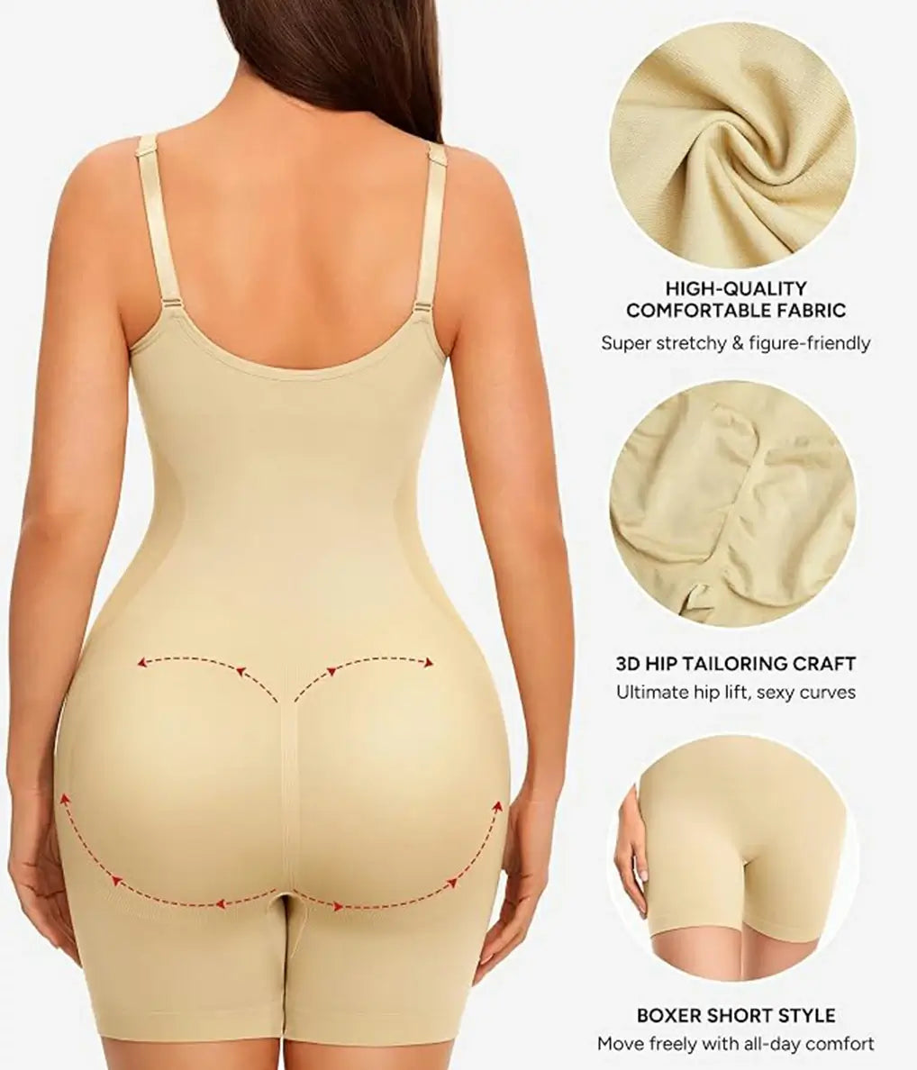 Women's Built in Bra Seamless Bodysuit Tummy Control