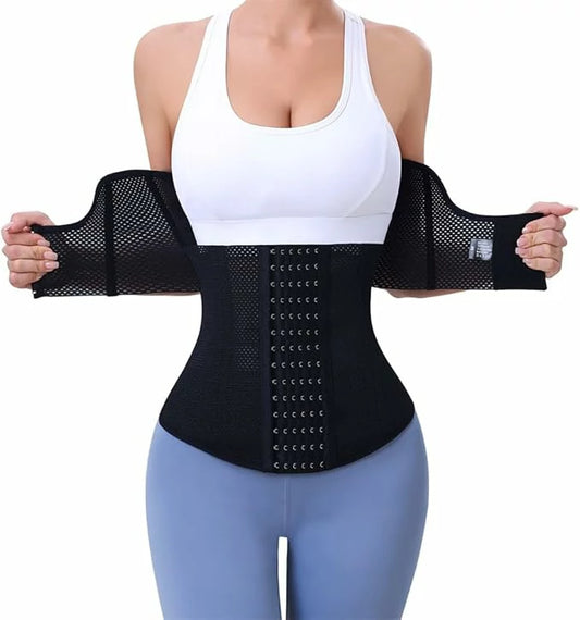 Women's Two-Segment Mesh Steel Boned Waist Trainer Tummy Control