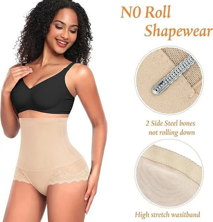 Women's High Waist Lace Panty Tummy Control