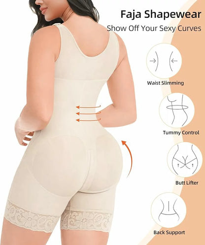 Women's Colombian Fajas Bodysuit Tummy Control Butt Lift