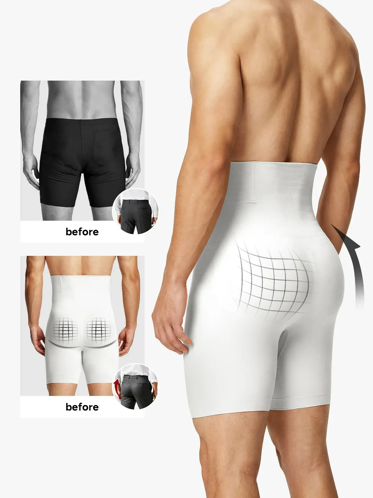Men's High-Waist Tummy Control Compression Shorts