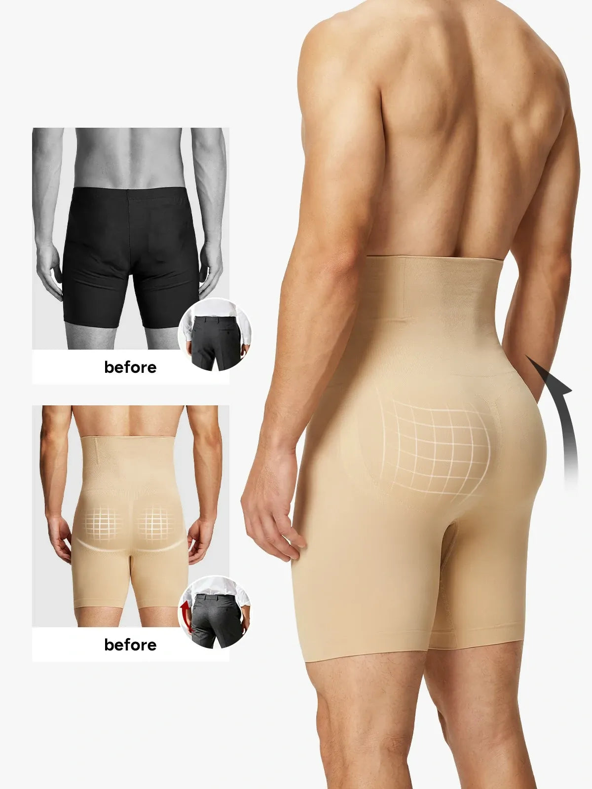 Men's High-Waist Tummy Control Compression Shorts