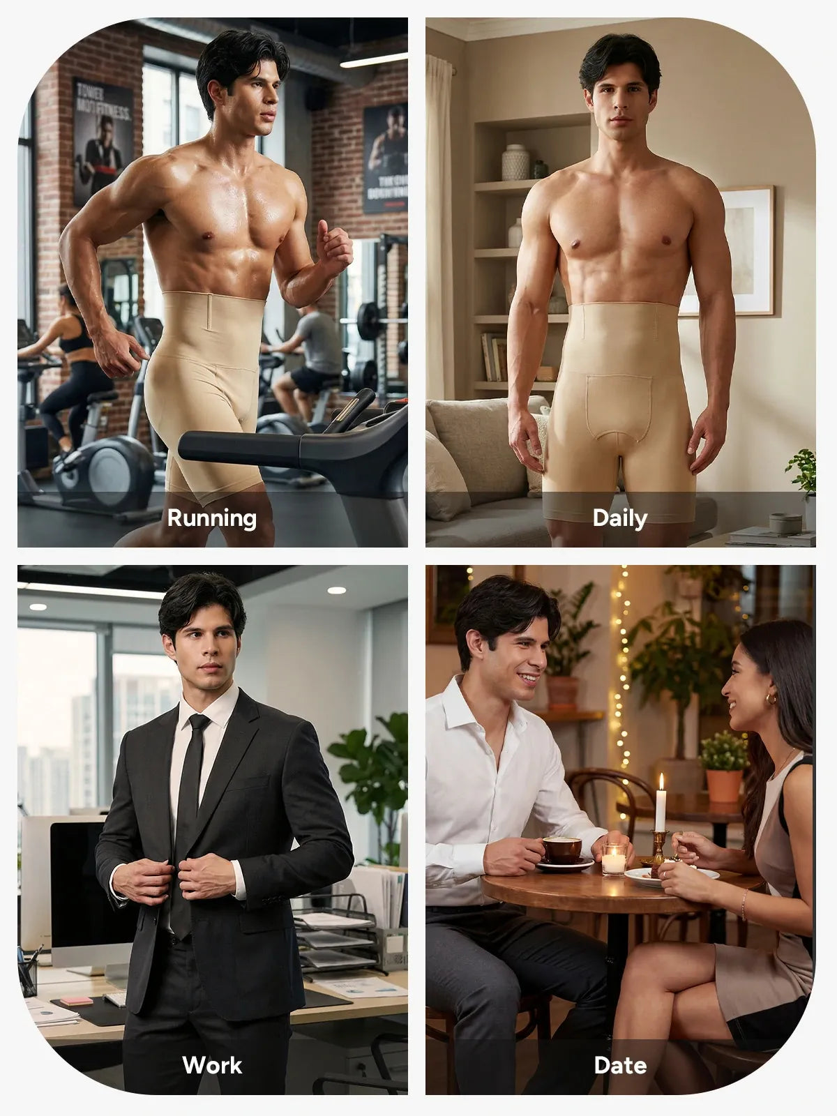 Men's High-Waist Tummy Control Compression Shorts