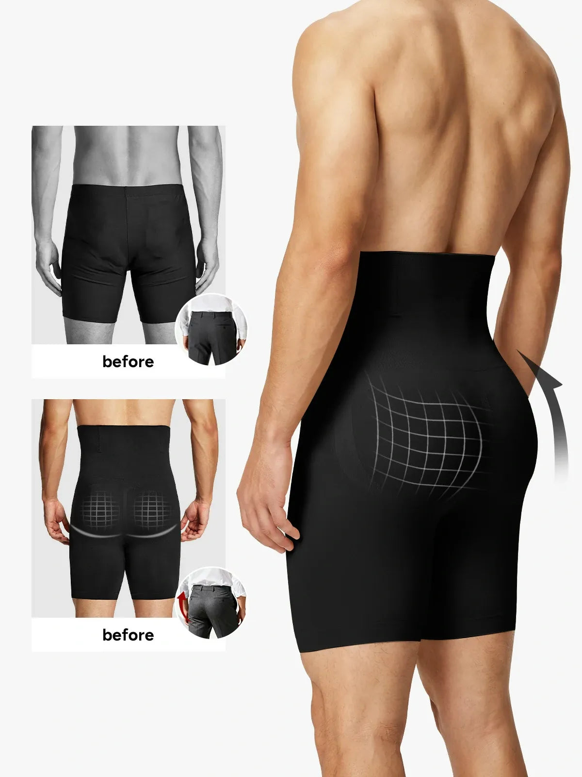 Men's High-Waist Tummy Control Compression Shorts