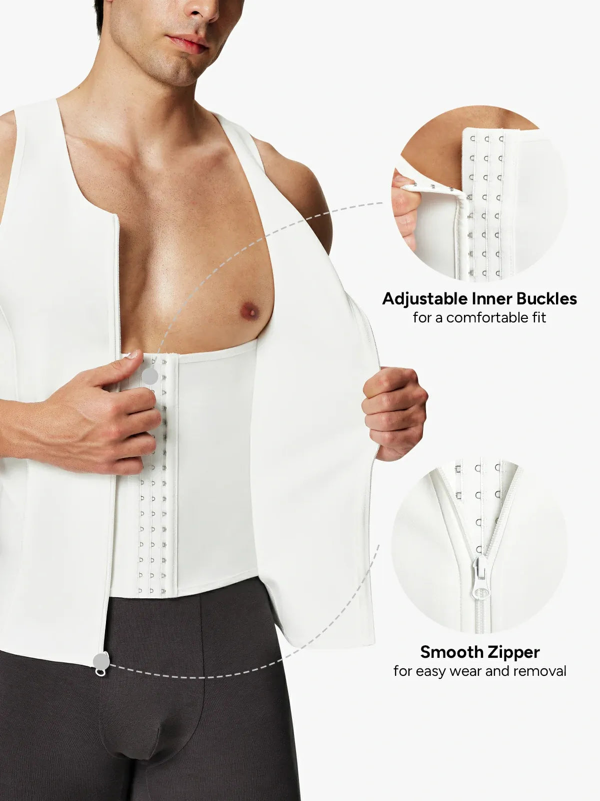 Men's Tummy Control Shapewear Undershirt w/ Adj Hooks