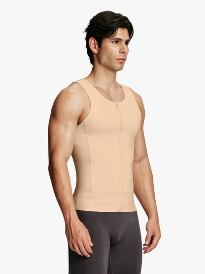 Men's Tummy Control Shapewear Undershirt w/ Adj Hooks