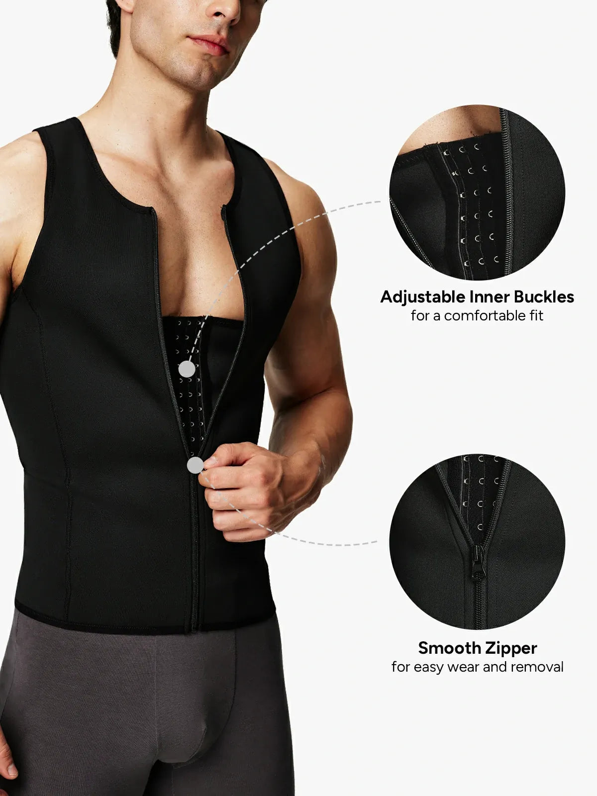 Men's Tummy Control Shapewear Undershirt w/ Adj Hooks