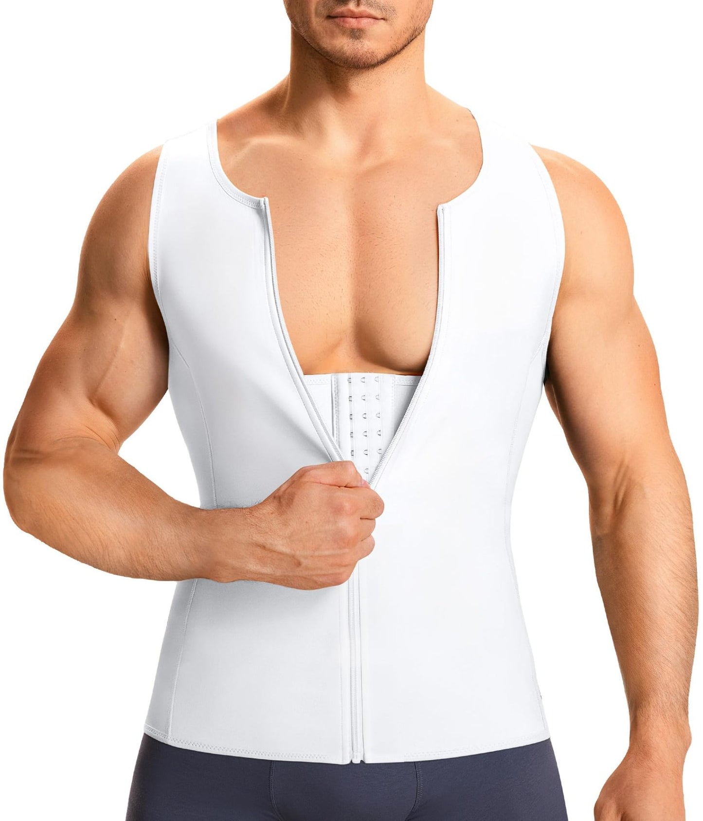 Men's Tummy Control Shapewear Undershirt w/ Adj Hooks