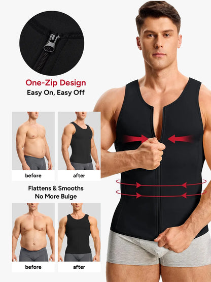 Men's Tummy Control Shapewear Undershirt w/ Adj Hooks