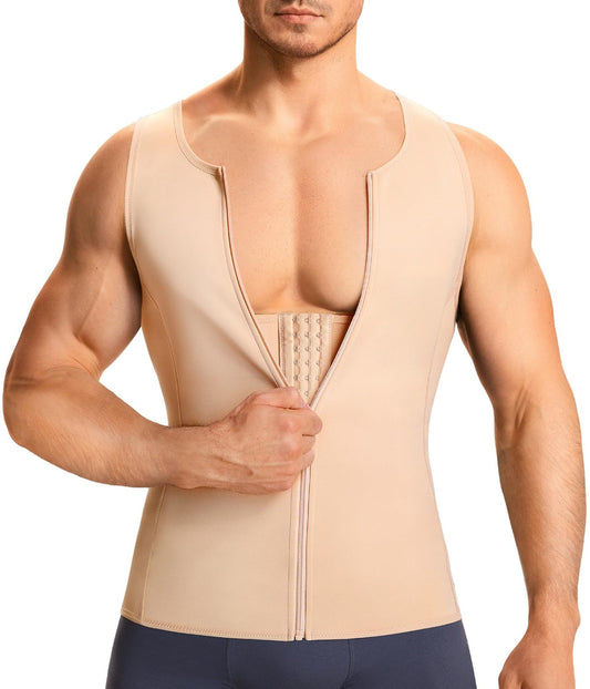 Men's Tummy Control Shapewear Undershirt w/ Adj Hooks
