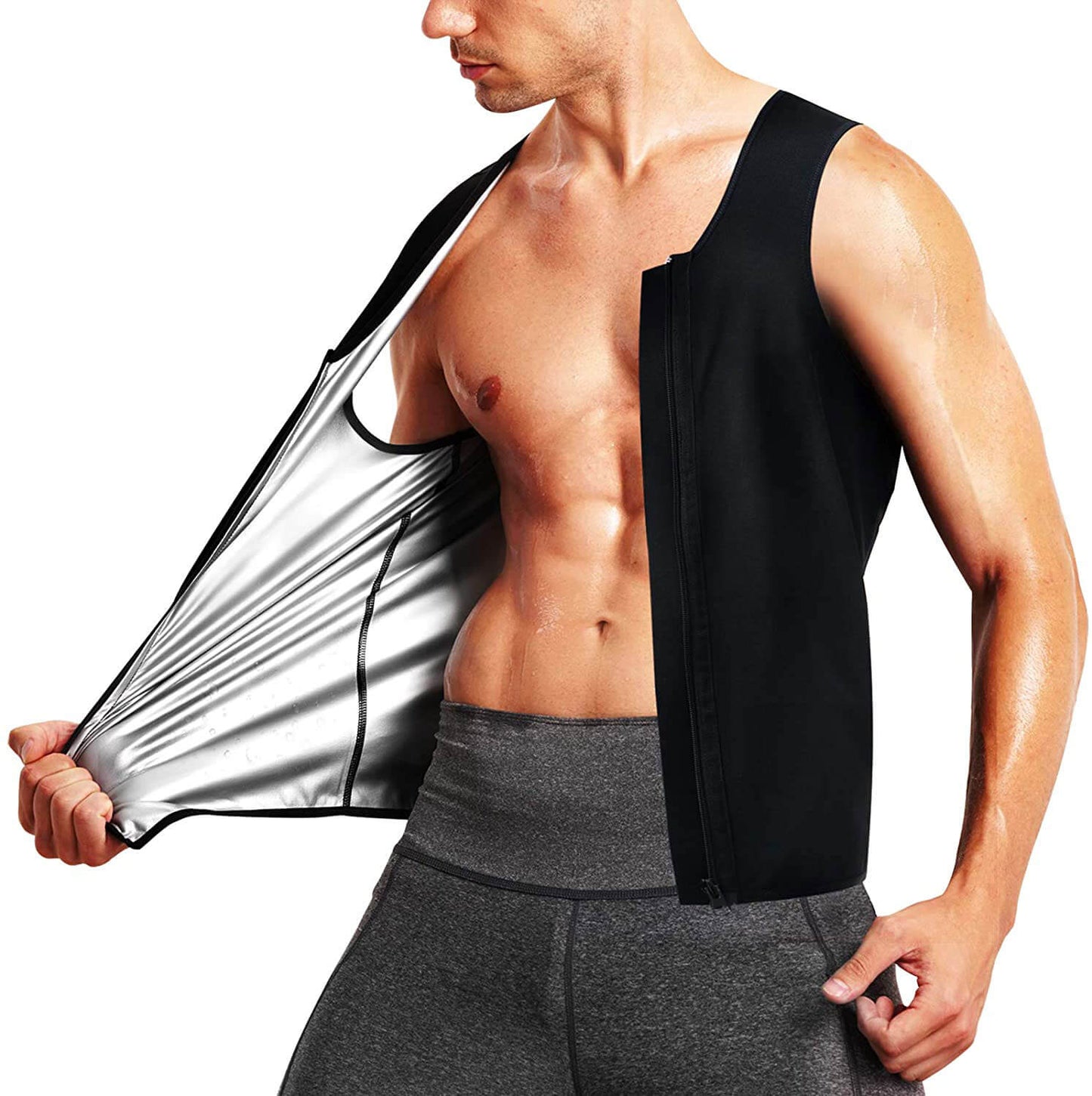 Men's Nano Silver Sauna Sweat Vest with Zipper
