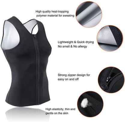 Men's Nano Silver Sauna Sweat Vest with Zipper