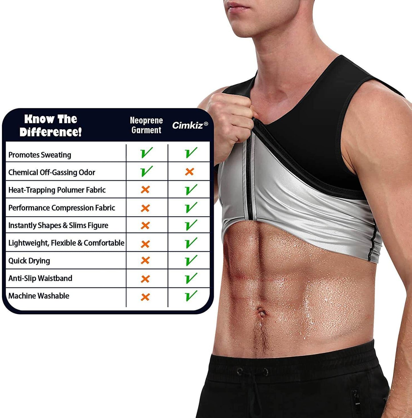 Men's Nano Silver Sauna Sweat Vest with Zipper