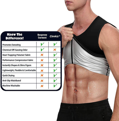 Men's Nano Silver Sauna Sweat Vest with Zipper