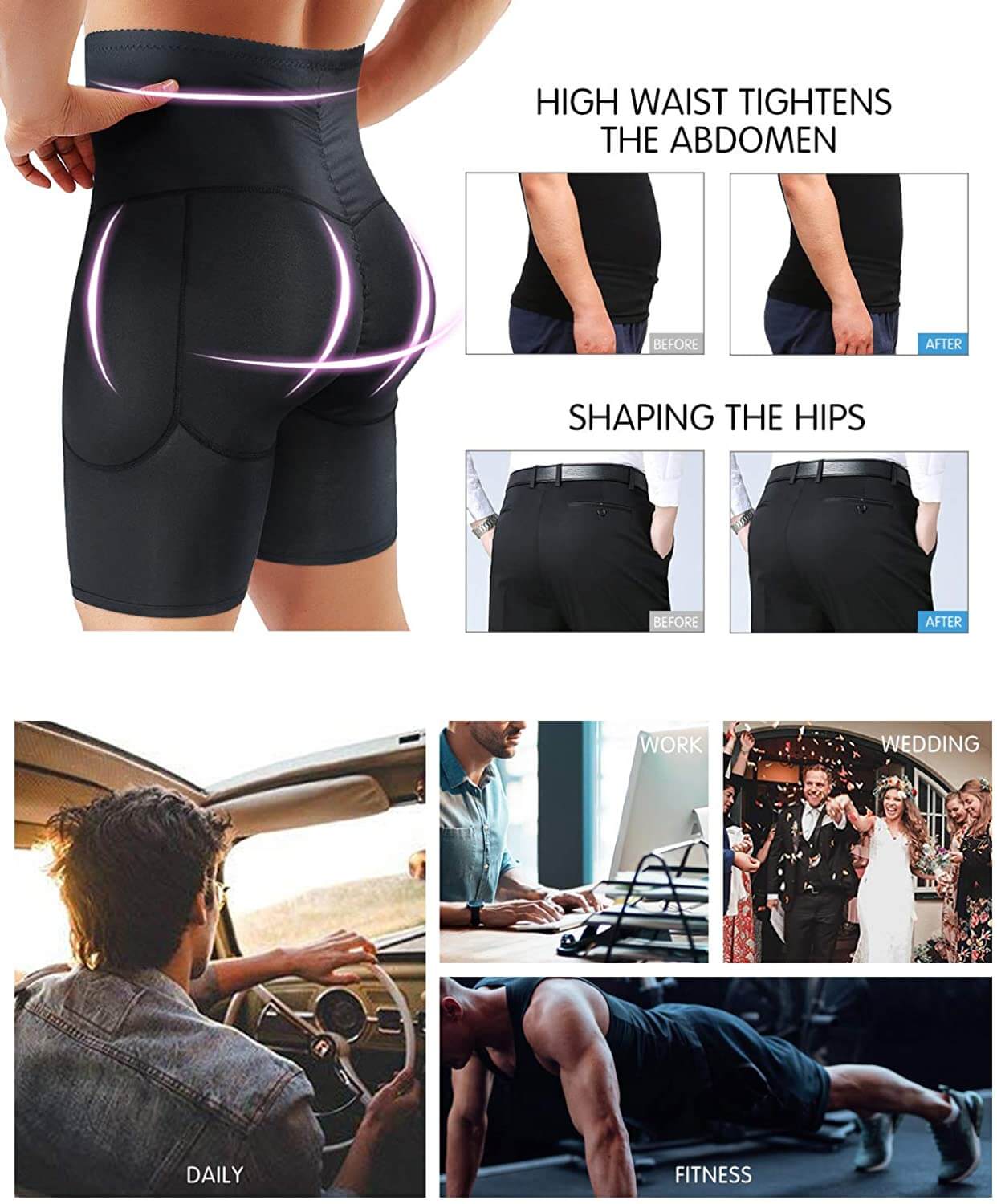 Men's Girdle Tummy Control Shorts With Removable Pads