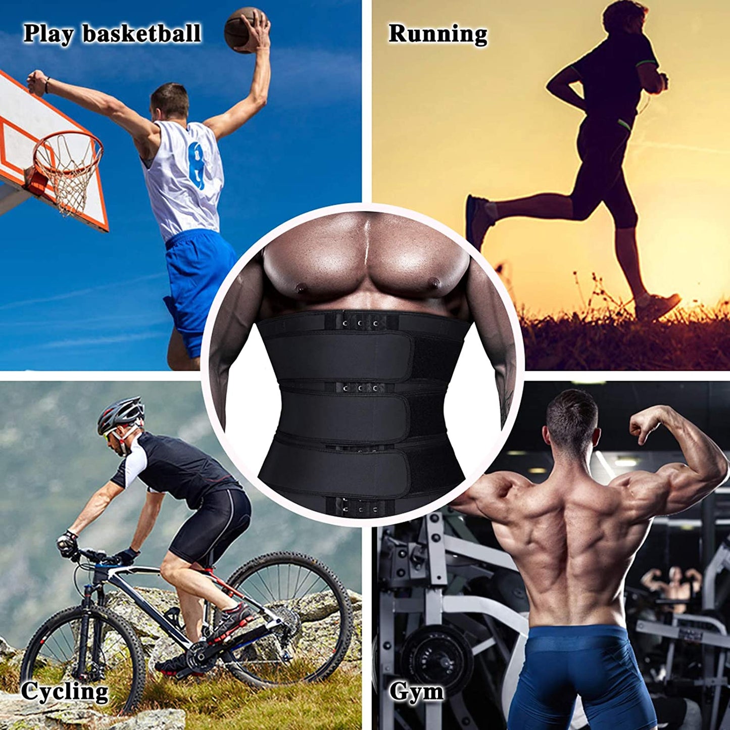 Waist Trainer Corset Cincher for Men-3 Adjustable Belts