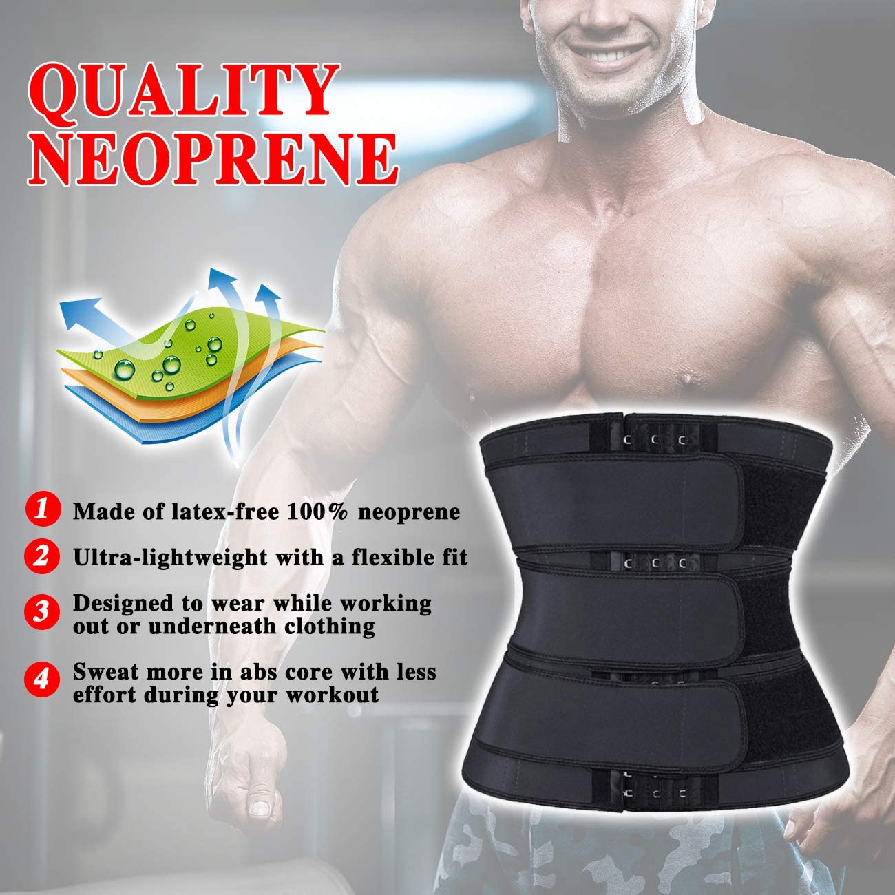 Waist Trainer Corset Cincher for Men-3 Adjustable Belts