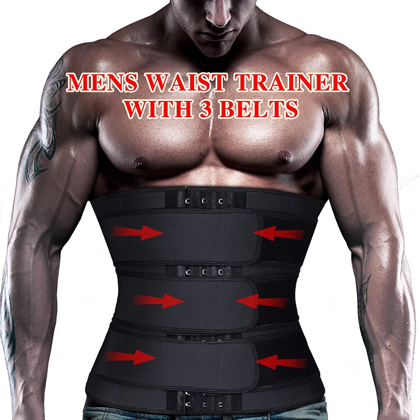 Waist Trainer Corset Cincher for Men-3 Adjustable Belts