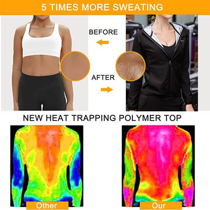 Women Hot Sweat Sauna Suit Workout Long Sleeve Tops