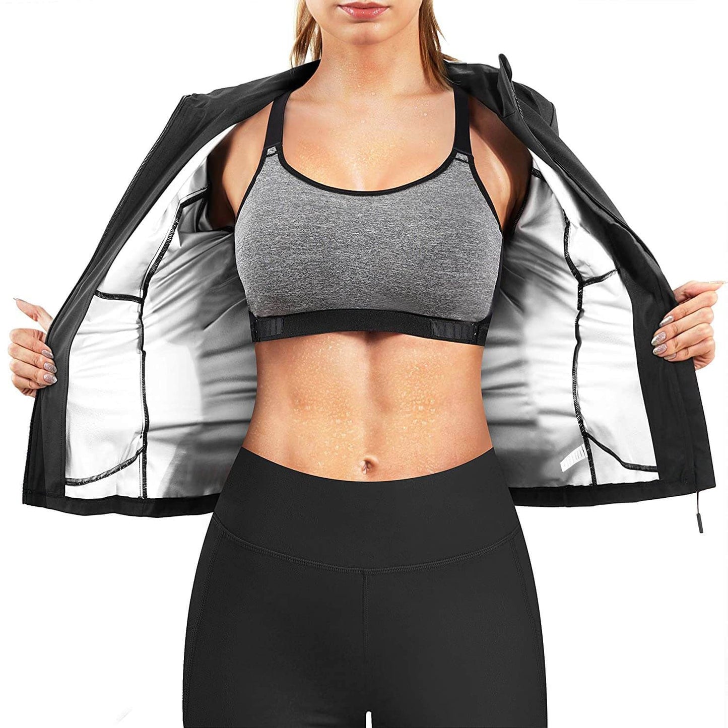 Women Hot Sweat Sauna Suit Workout Long Sleeve Tops
