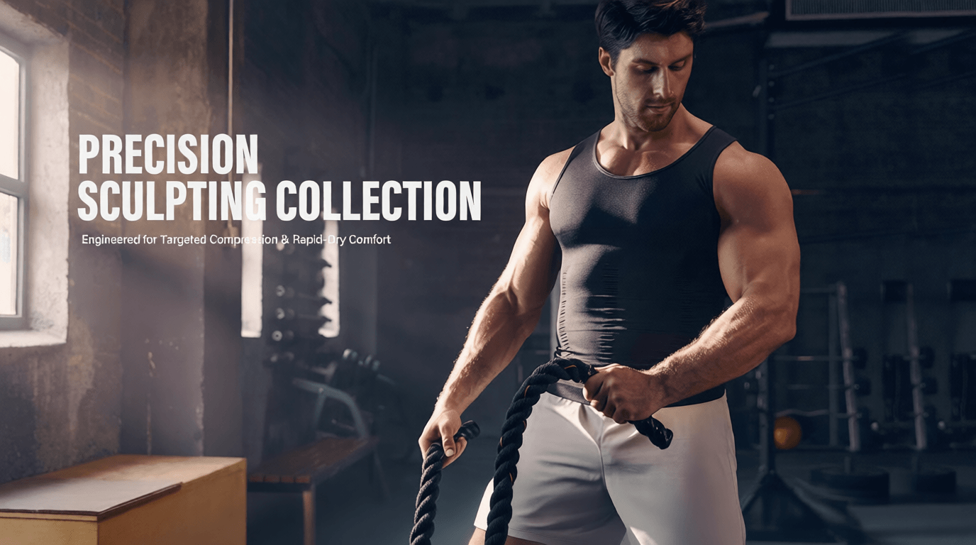 Men's Shapewear sculpting collection banner showcasing Body Shaper vest | WaistSculpt