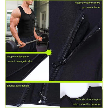 Men's Neoprene Sauna Sweat Vest with Zipper