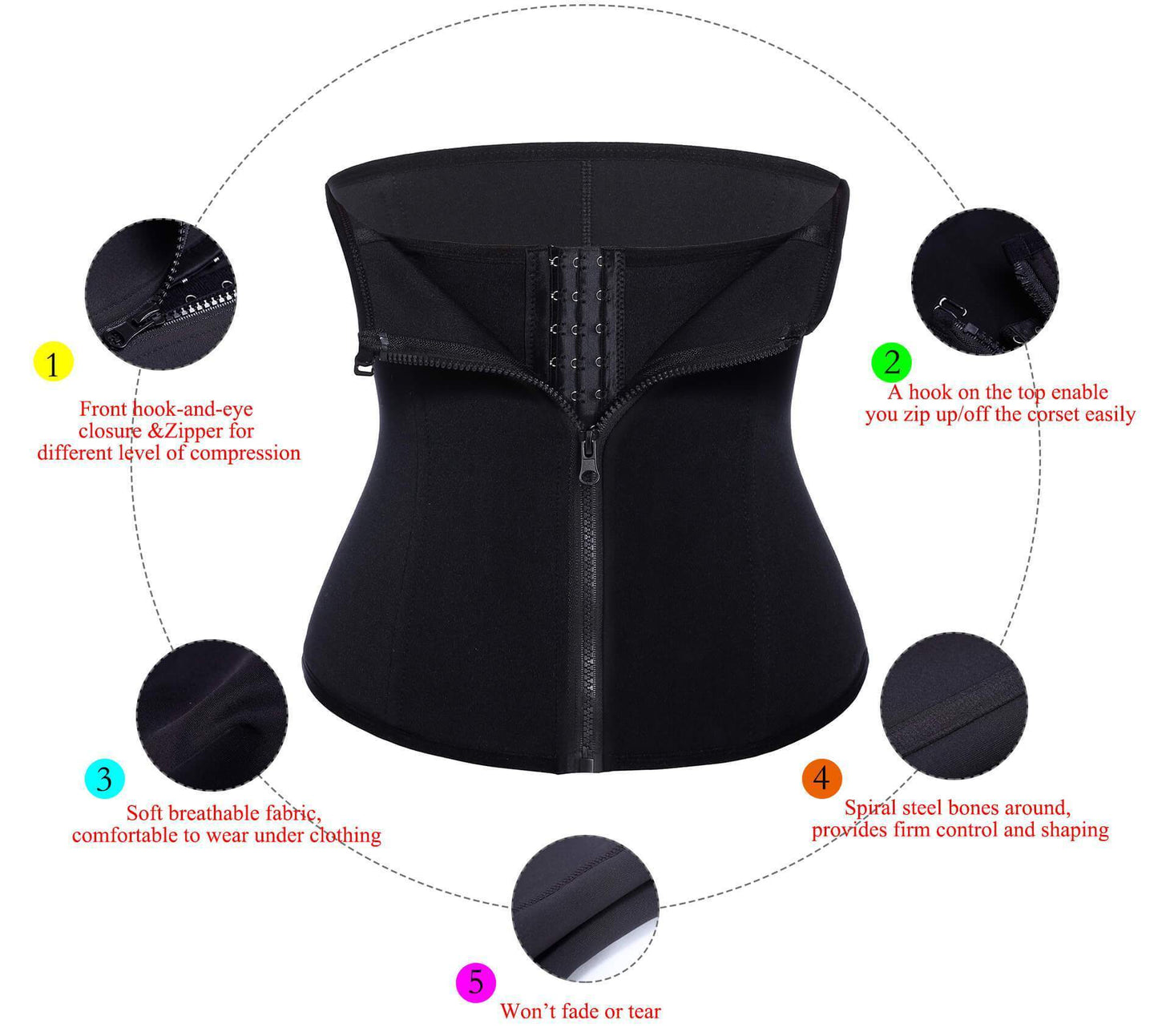 Zipper Hook Double Control Waist Cincher